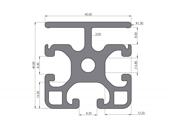 Protective grille profile 40x40 180 ° groove 8 I-type